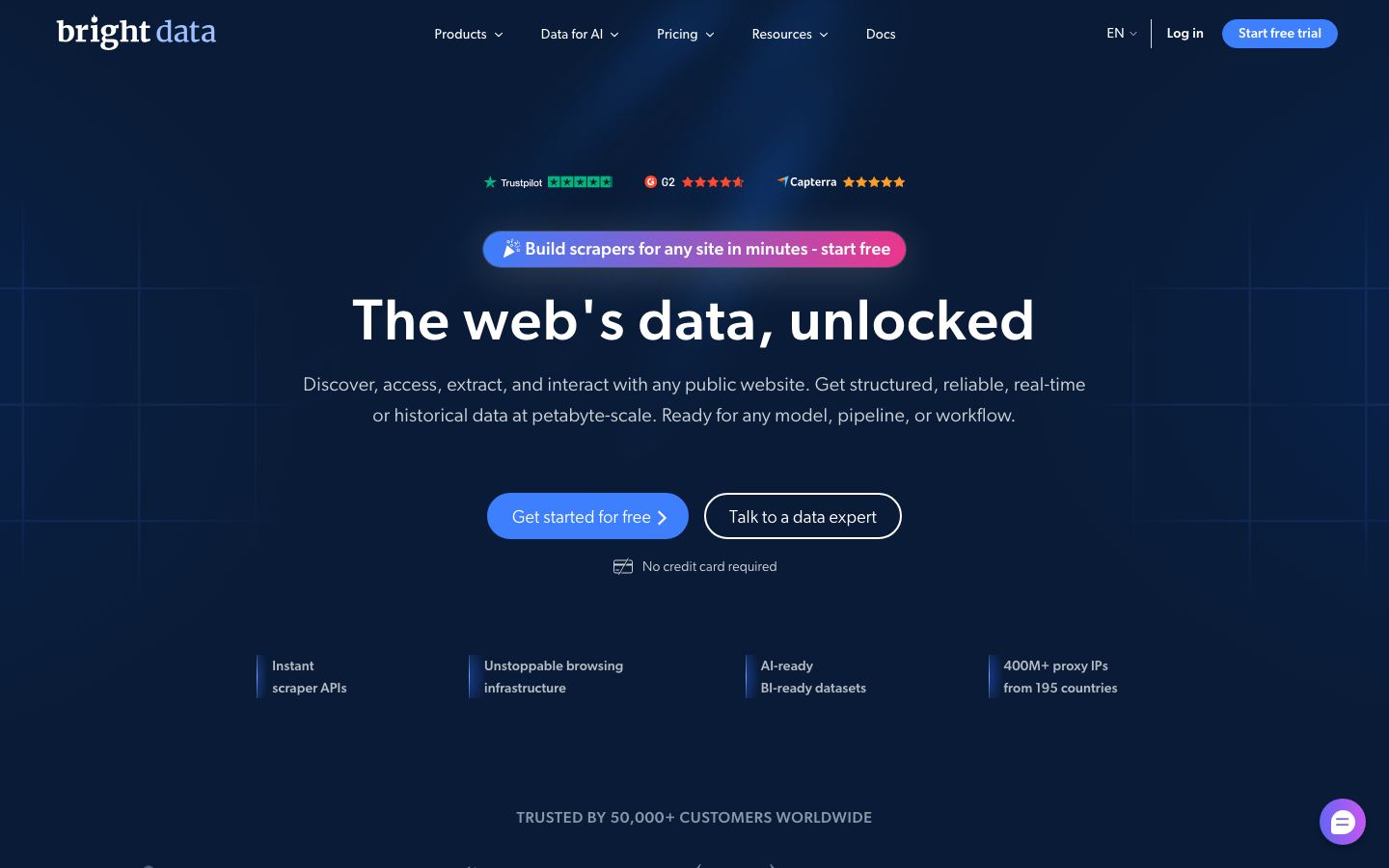 Bright Data landing page