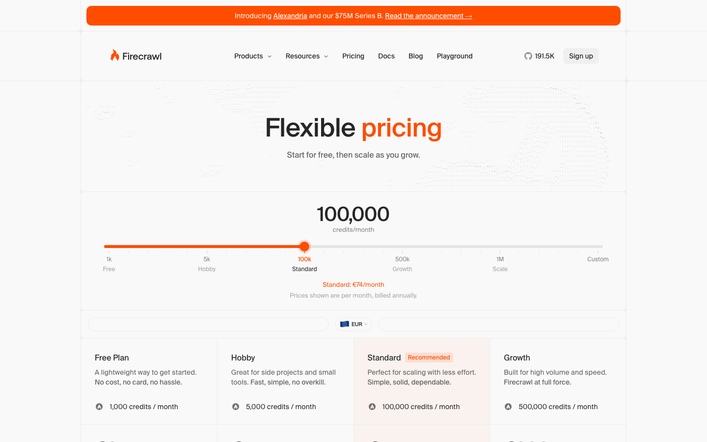 Firecrawl pricing page