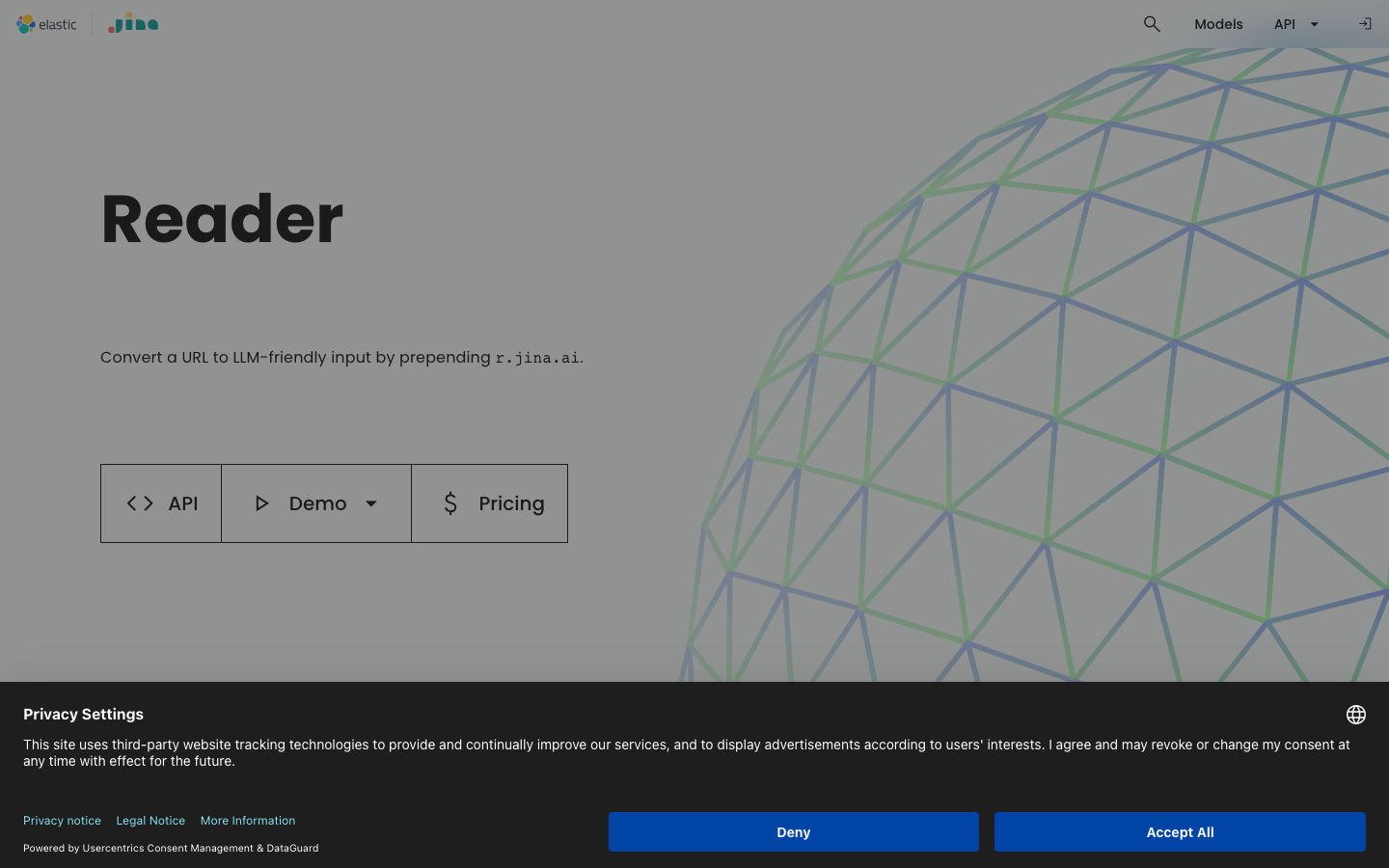 Jina Reader landing page