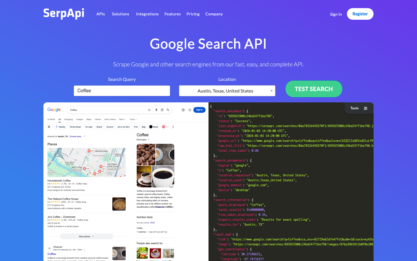 SerpApi landing page