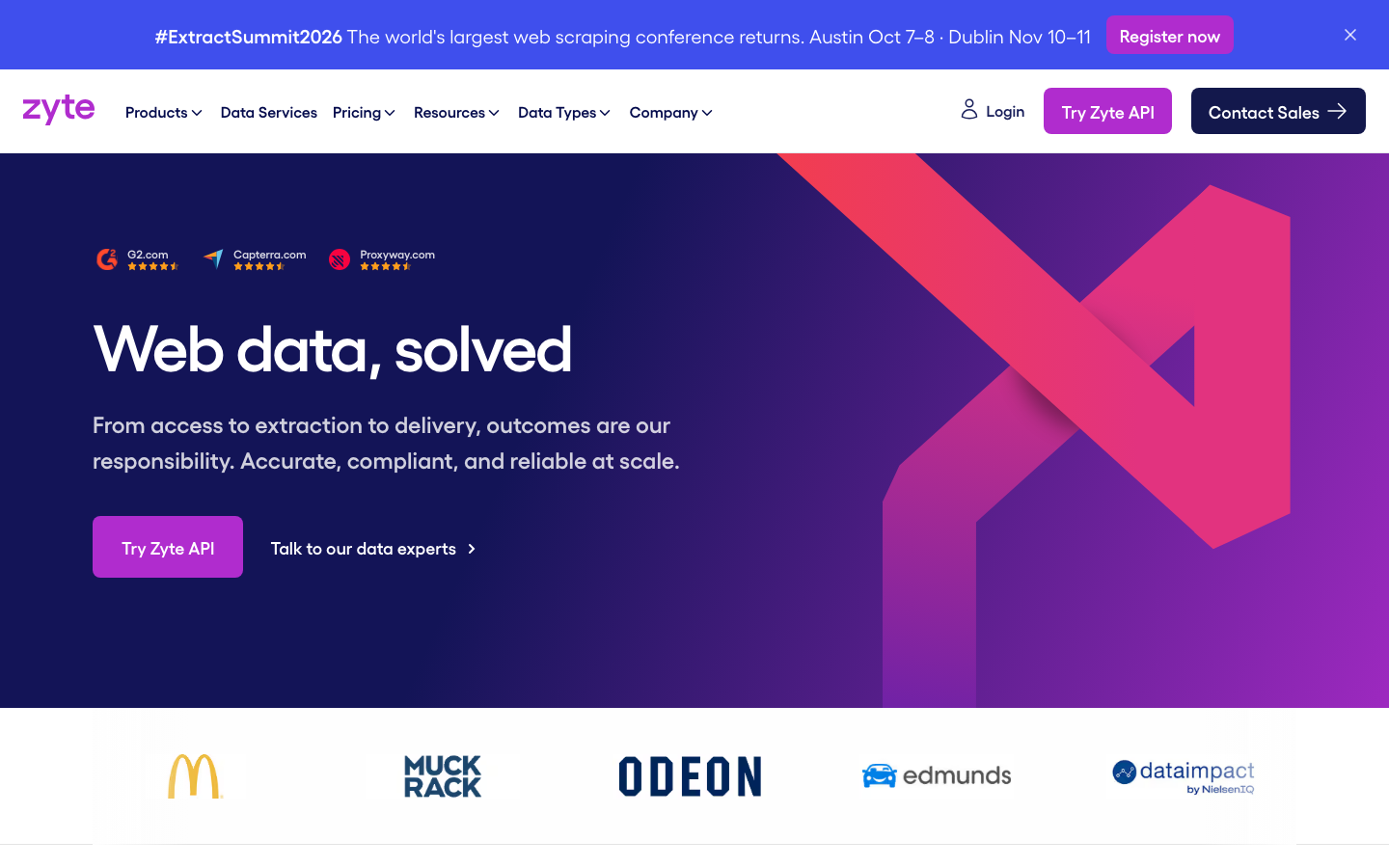 Zyte landing page
